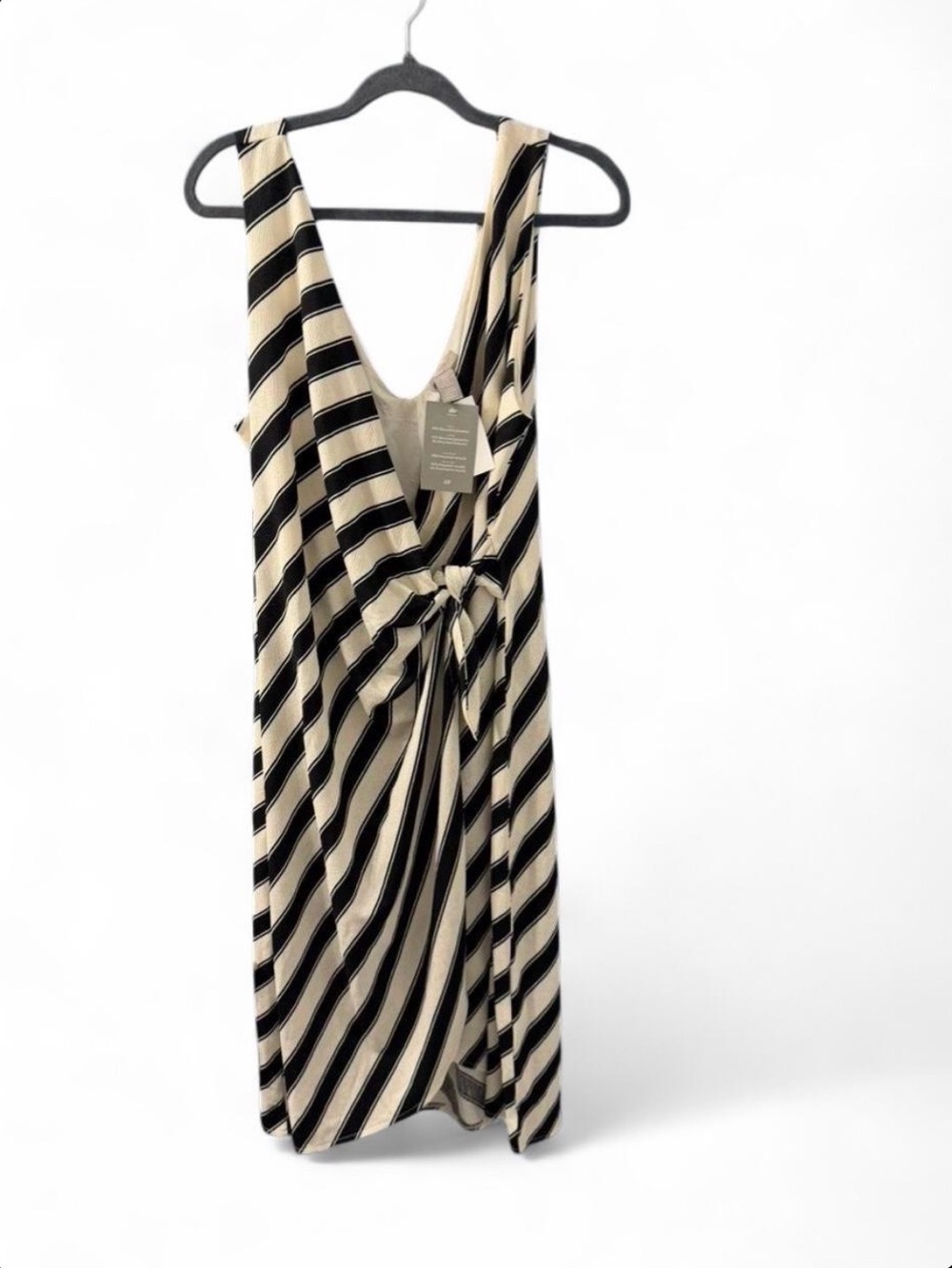 H&M Black & White Striped Midi Dress NWT